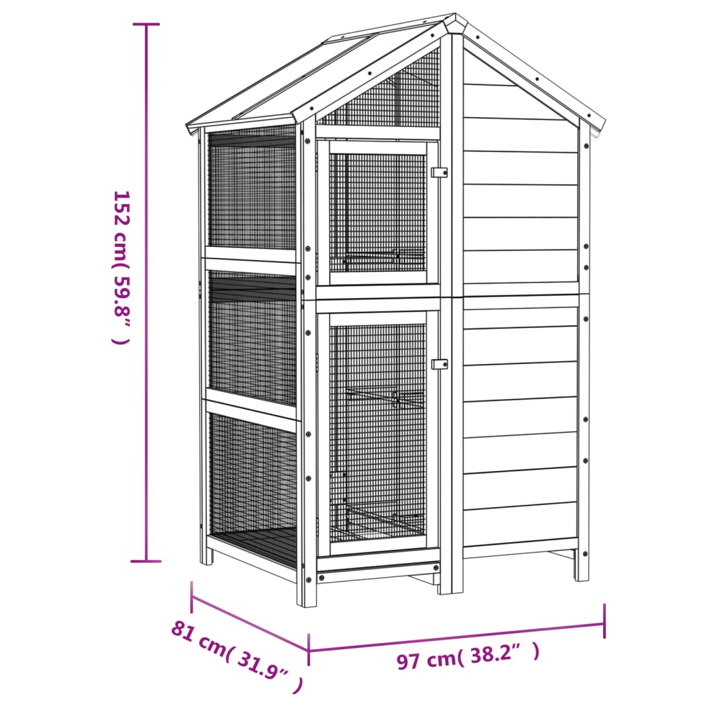 Maison à oiseaux marron 97x81x152 cm bois massif de pin