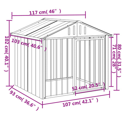 Niche pour chien avec toit noir 117x103x102 cm acier galvanisé