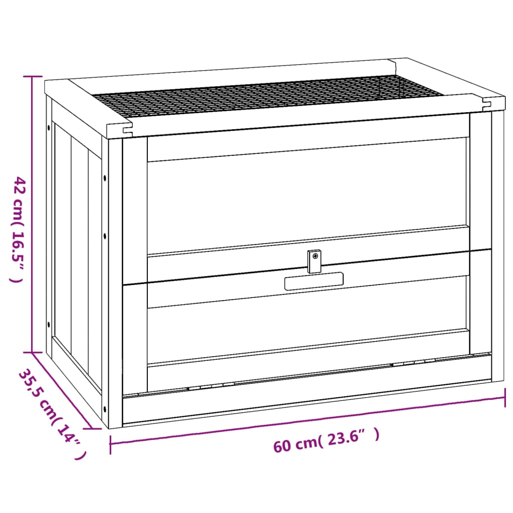 Cage à hamster 60x35,5x42 cm bois massif de sapin