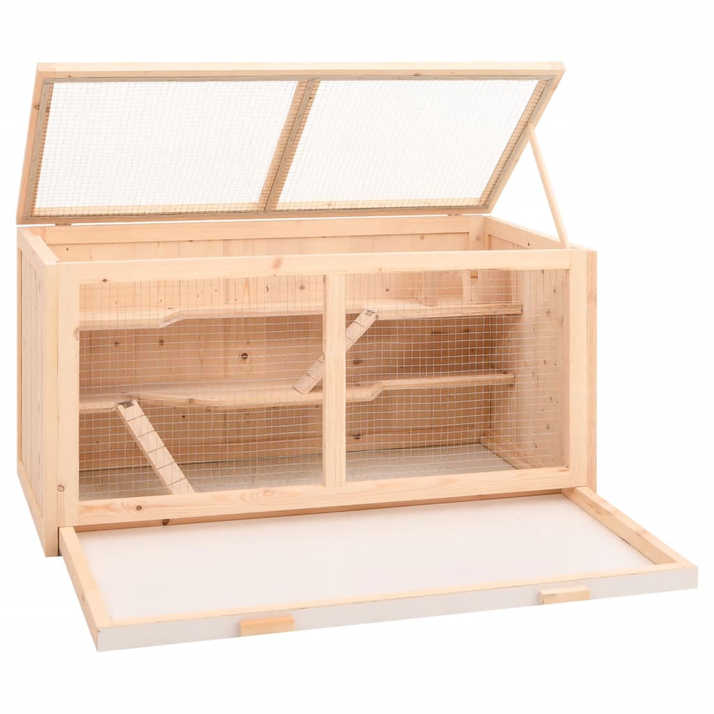 Cage à hamster 89,5x45x45 cm bois massif de sapin