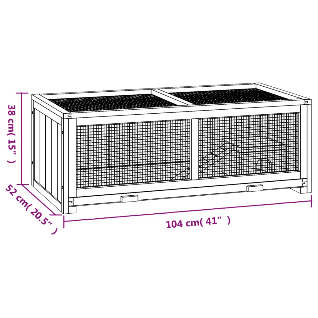 Cage à hamster 104x52x38 cm bois massif de sapin