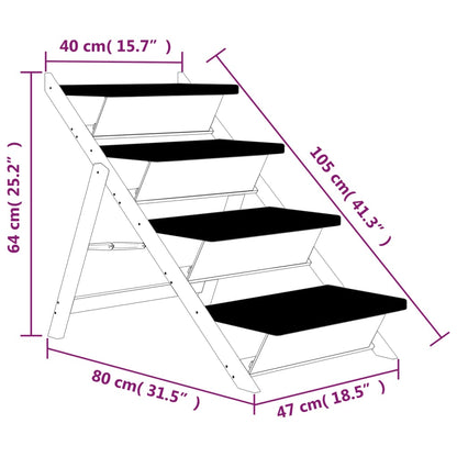 Escalier pour chiens gris 105x47 cm bois de sapin solide