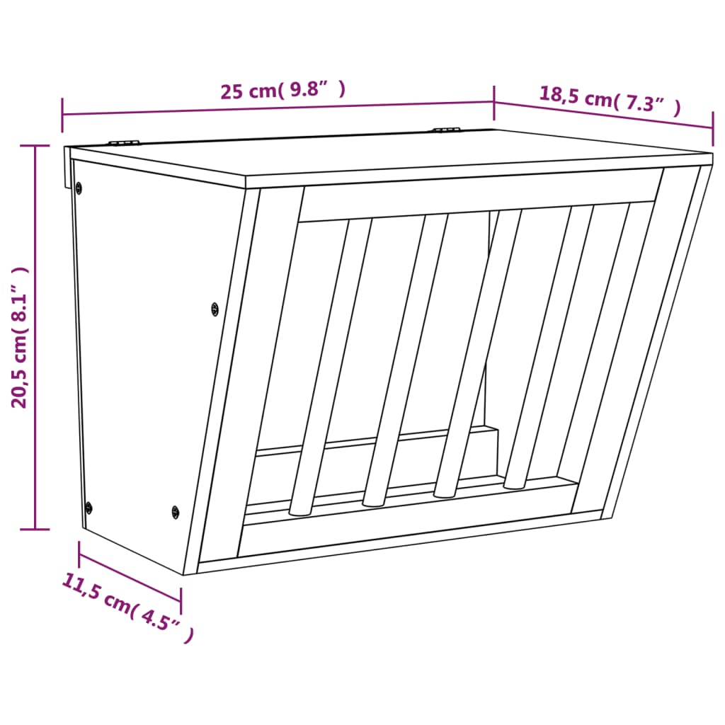 Mangeoire à foin pour lapins 25x18,5x20,5 cm bois massif sapin