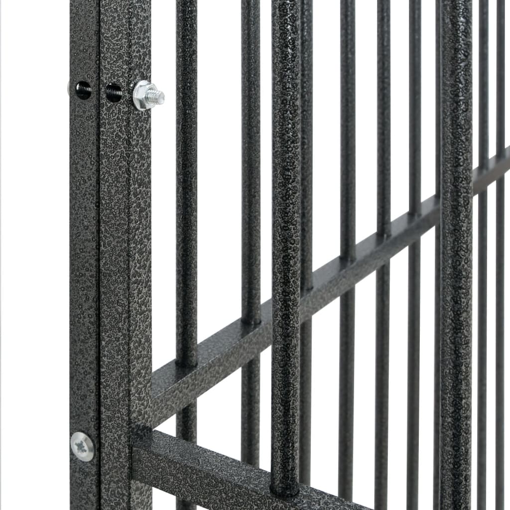 Cage pour chien avec roues noir gris acier galvanisé