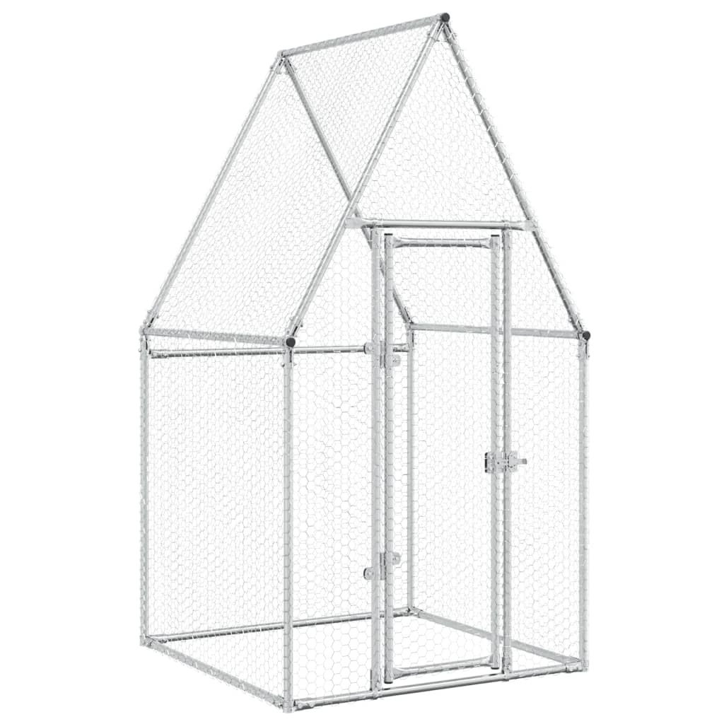 Cage pour poules argenté 100x100x190 cm acier galvanisé