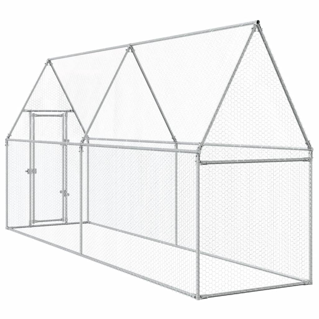 Cage pour poules argenté 400x100x190 cm acier galvanisé