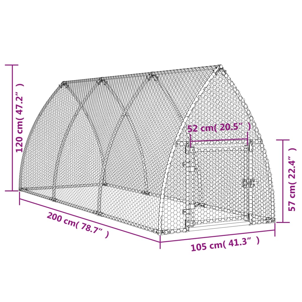 Cage pour poules argenté 300x105x120 cm acier galvanisé