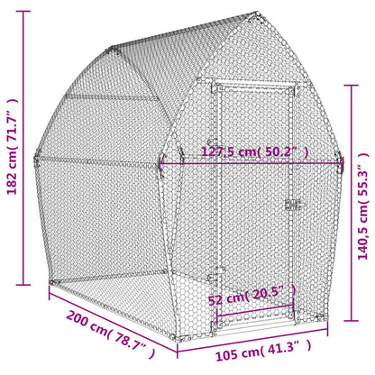 Cage pour poules argenté 200x105x182 cm acier galvanisé