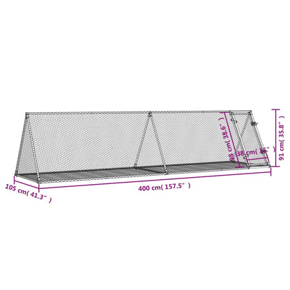 Clapier argenté 400x105x91 cm acier galvanisé