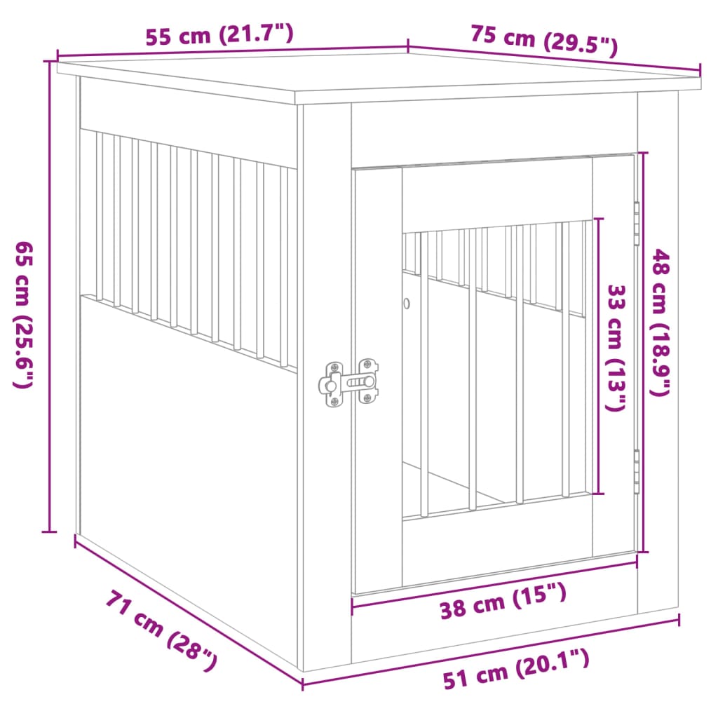 Meuble de cage pour chiens chêne sonoma 55x75x65 cm