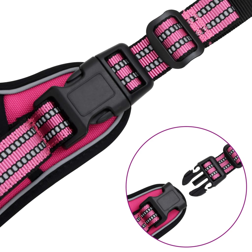 Harnais pour chien avec laisse et collier réglables rose S