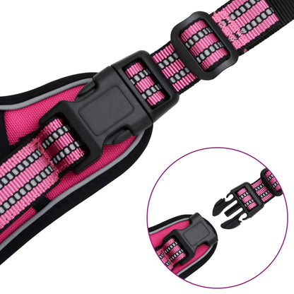 Harnais pour chien avec laisse et collier réglables rose M