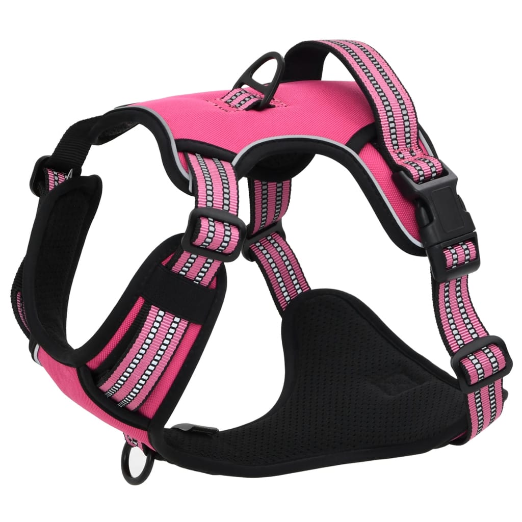 Harnais pour chien avec laisse et collier réglables rose L