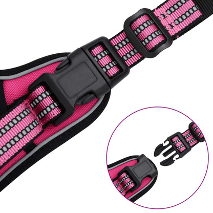 Harnais pour chien avec laisse et collier réglables rose L