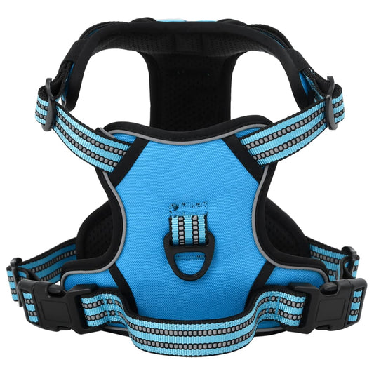 Harnais pour chien avec laisse et collier réglables bleu XL