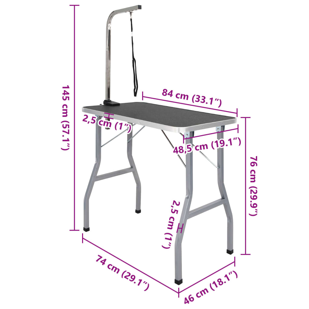 Table de Toilettage Ajustable pour Chiens Chats 1 Potence