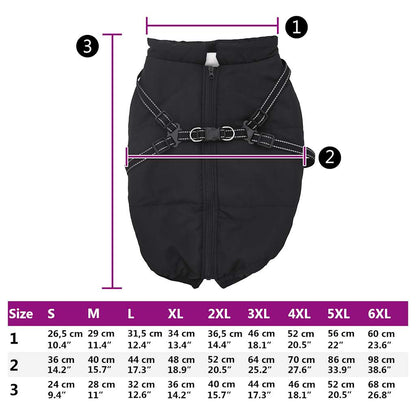 Manteau pour chiens avec harnais imperméable réfléchissant 4XL