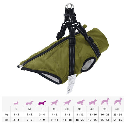 Manteau pour chiens avec harnais imperméable réfléchissant L