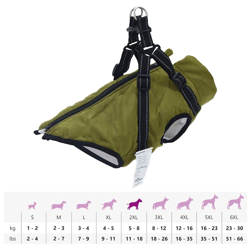 Manteau pour chiens avec harnais imperméable réfléchissant 2XL