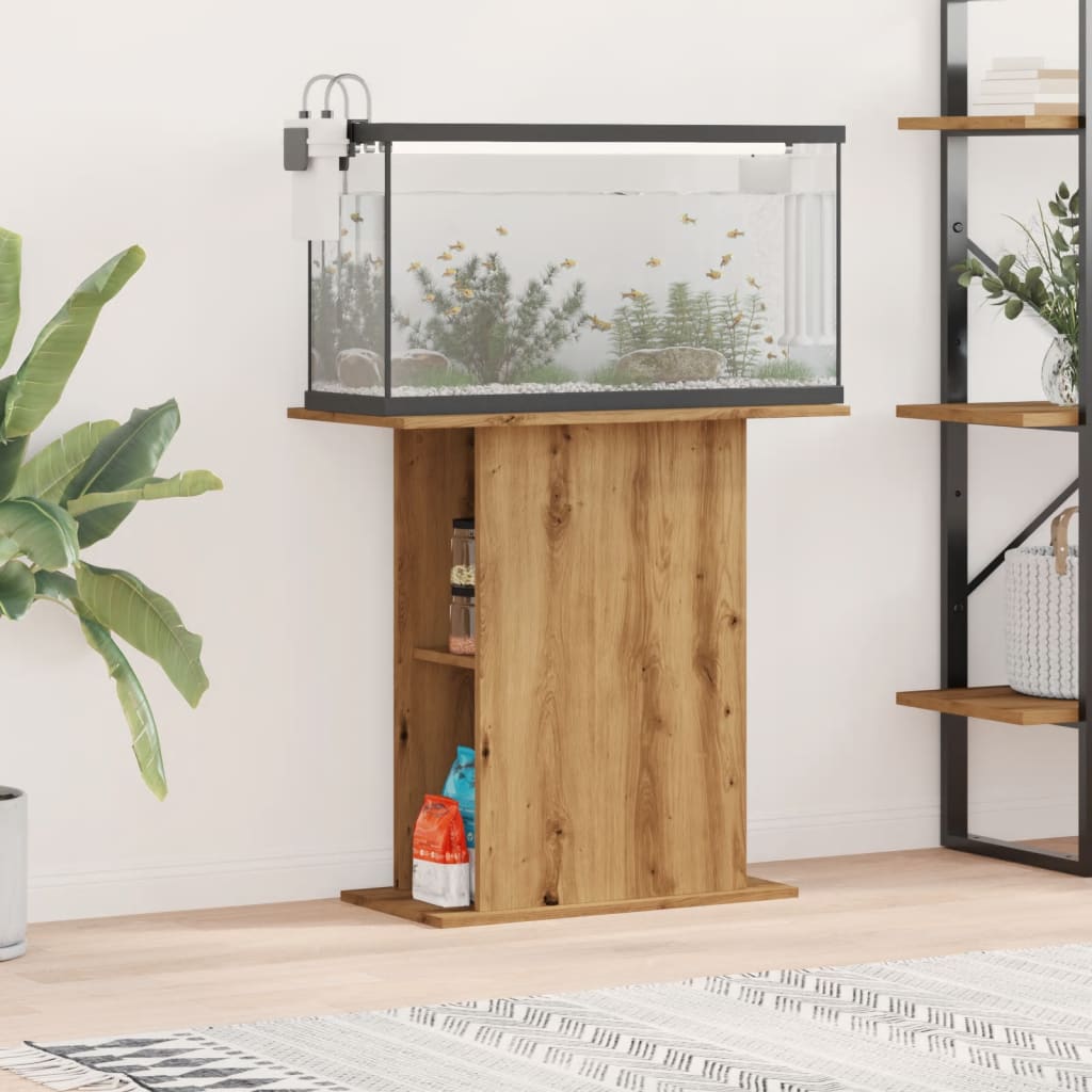 Support d'aquarium chêne artisanal 36x75x72,5cm bois ingénierie